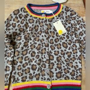 MiniBoden Rainbow Leopard Cardigan NWT